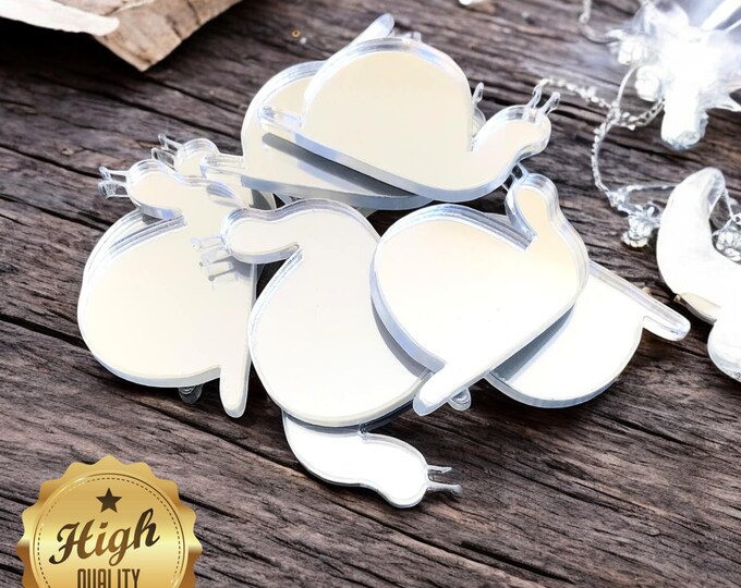 Snail Shaped Acrylic Crafting Mirrors: Custom Colors, Sizes - Pack of 10