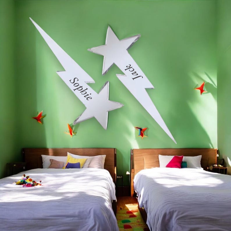 Two Shooting Star Mirrors, Custom Colours, Sizes, Shapes, Engraving Services, Sizes up to 40cm image 3