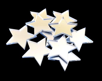 Star Shaped Crafting Sets of 10 (Many Colours / Sizes, Personalised Engraving, 2m Holes for Jewellery or hoops for invites)