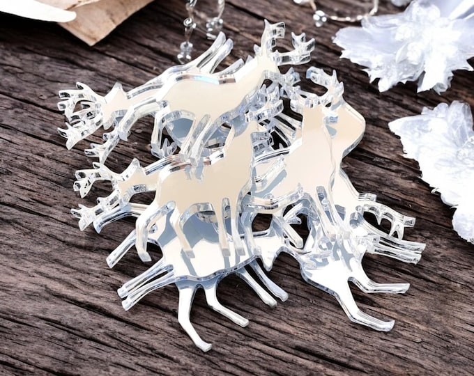 Reindeer Acrylic Crafting Mirrors: Custom Colors & Sizes, Pack of 10