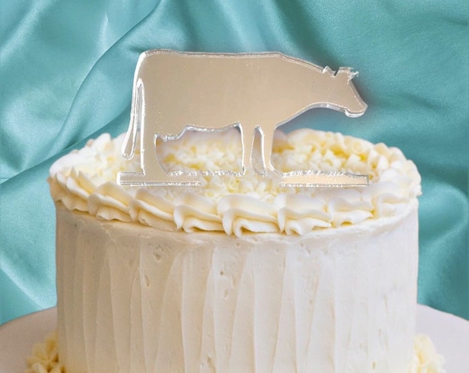 Cow Cake Topper: Acrylic Farm Animal Cupcake Decorations