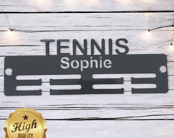 Tennis Medal Hangers, With Customised Name, Sport, Colours & Woods, Includes all Fixings, Large Sizes Made