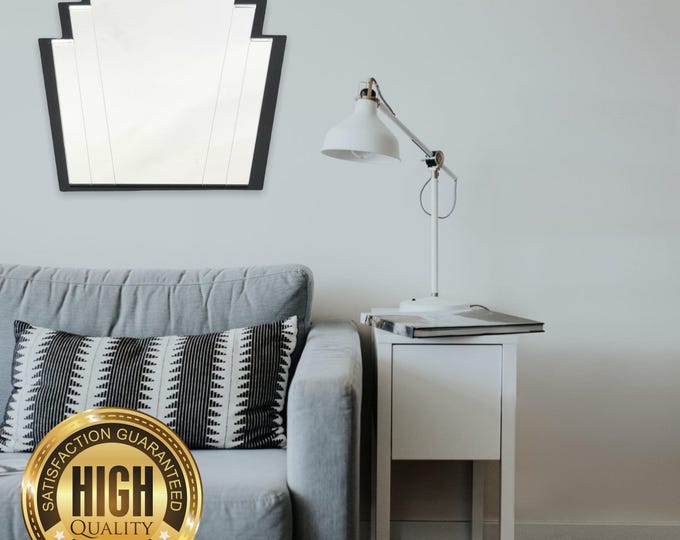 Art Deco Rectangular Fan Shaped Mirrors with a Colour Frame of your choice & Hooks, Bespoke Shapes Made