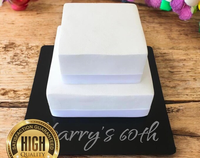 Round, Square, Hexagon, Heart Cake Boards (Reusable), Plain or Engraved, Custom Colours and Wood Veneers, Sizes & Shapes