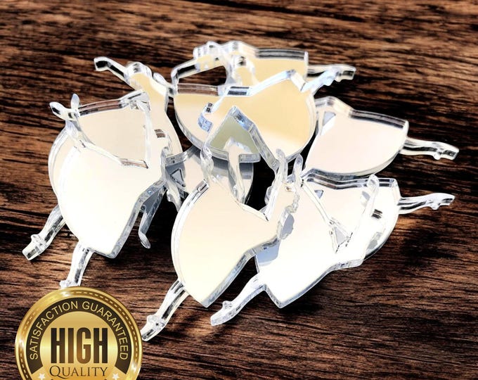 Ballarina Shaped Crafting Mirrors, Custom Colours, Woods, Sizes, Shapes, (Holes for Jewellery or hoops for invites) Packs of 10
