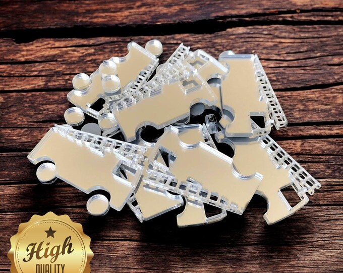 Fire Engine Shaped Crafting Mirrors, Custom Colours, Woods, Sizes, Shapes, (Holes for Jewellery or hoops for invites) Packs of 10