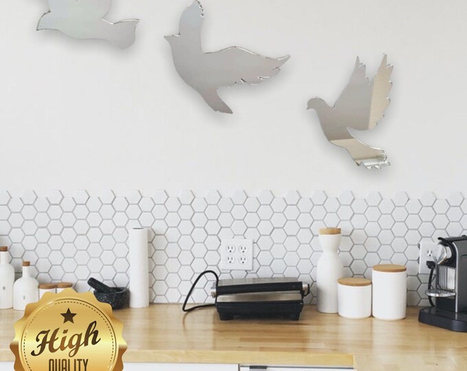 Custom Bird Shaped Mirror Art - Bespoke Sizes & Colors, Indoor/Outdoor Use, Shatterproof Acrylic, Eco-Friendly, Handmade in UK