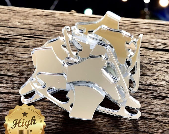 Ice Skate Acrylic Crafting Mirrors: Custom Colors & Sizes, Pack of 10