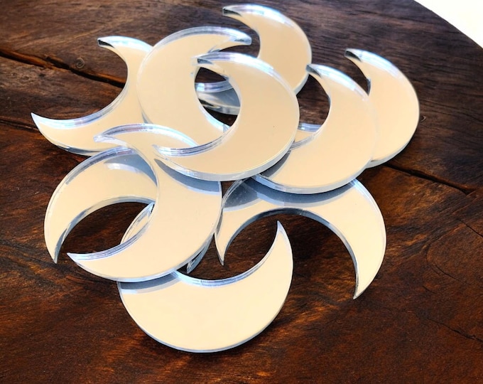 Moon Shaped Crafting Mirrors: Acrylic Embellishments, Packs of 10
