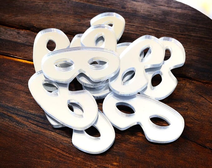 Mask Shaped Acrylic Crafting Mirrors: Custom Colors & Sizes, Pack of 10