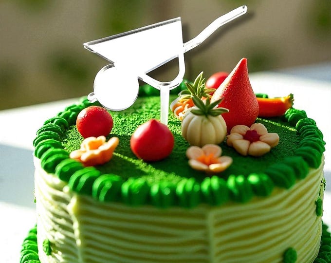 Wheelbarrow Acrylic Cake Toppers: Custom Colors & Sizes
