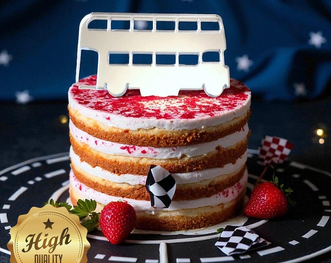 Double Decker London Bus Cake Topper, Custom Colors, personalisation
