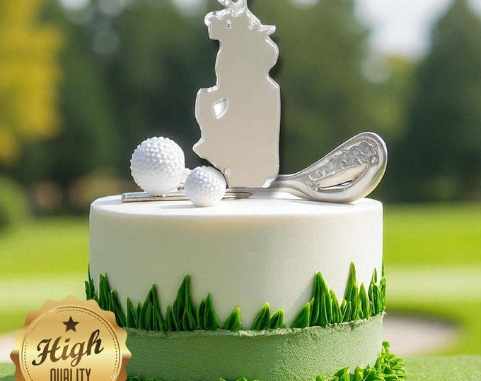 Golf Clubs Acrylic Cake Topper: Bespoke Style, Recycled Material