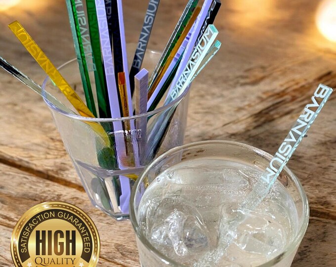Bespoke Acrylic Cocktail Stirrers, Engravings & Custom Colors | Reusable, Eco-Friendly Designs | Personalized for Weddings, Events - Gifts
