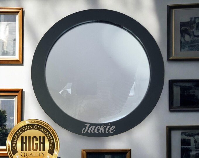 Custom Coloured Frame Round, Circular Mirrors, Bespoke Shapes & Sizes Made, Engraving Services