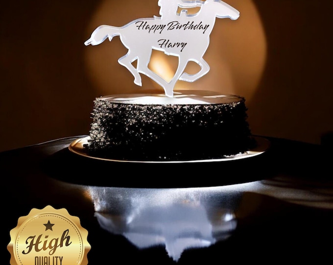 Cowboy Riding Horse Cake Topper: Acrylic Western Party Decor