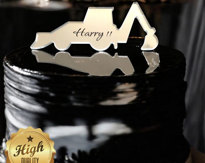 Personalized Digger Cake Topper: Custom Acrylic Cupcake Toppers