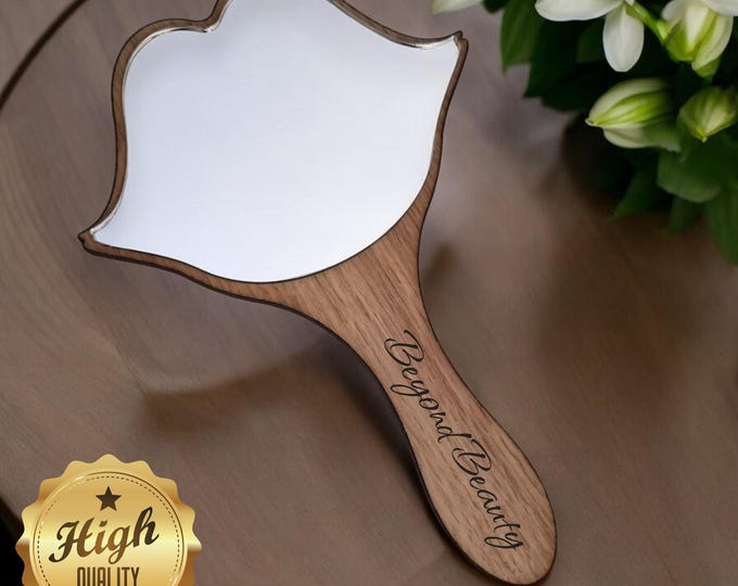 Lips Shaped Hand Mirror - Custom Engraved Acrylic Vanity Mirror