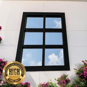 Contemporary Squares 6 Panel Framed Garden Mirrors, Custom Colours, Sizes up to 58cm, Engraving Services (Indoor & Outdoor Use)
