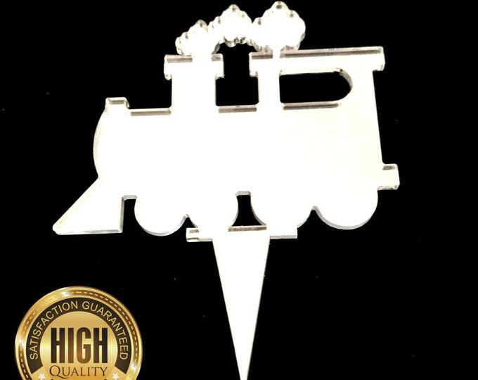 Customisable Steam Train Shaped Cake Toppers & Cupcake Toppers in Various Colors - Eco-Friendly - Reusable Acrylic, Handcrafted in the UK