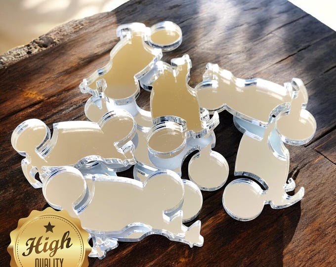 Motorbike Shaped Crafting Mirrors, Custom Colours, Woods, Sizes, Shapes, (Holes for Jewellery or hoops for invites) Packs of 10