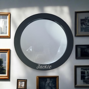 Custom Coloured Frame Round, Circular Mirrors, Bespoke Shapes & Sizes Made, Engraving Services