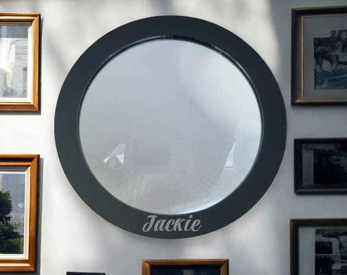 Custom Coloured Frame Round, Circular Mirrors, Bespoke Shapes & Sizes Made, Engraving Services