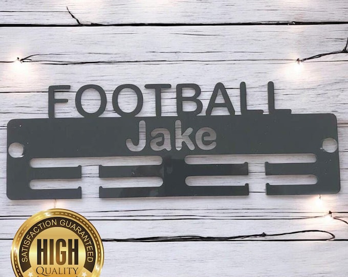 Football Medal Hangers, With Customised Name, Sport, Colours & Woods, Includes all Fixings, Large Sizes Made