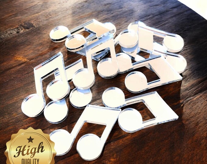 Musical Note Mirrors: Acrylic Crafting Shapes, Custom Colors (Pack of 10)
