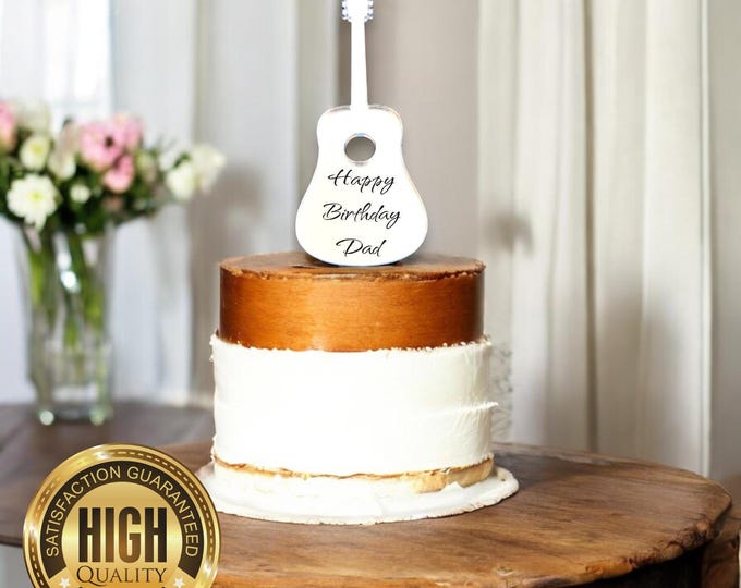 Acoustic Guitar Shaped Cake Toppers - Custom Colours, Sizes, Engravings