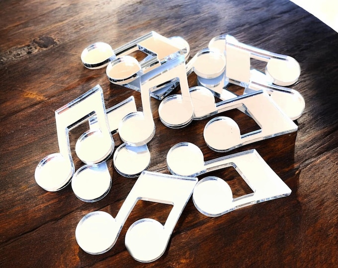 Musical Note Mirrors: Acrylic Crafting Shapes, Custom Colors (Pack of 10)
