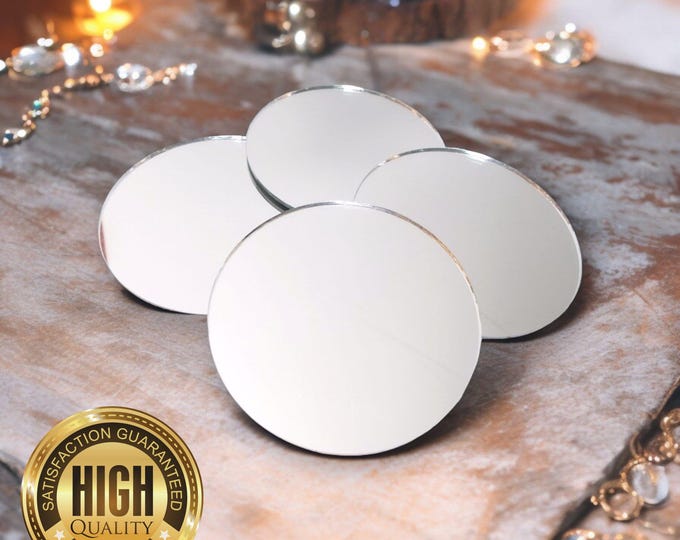 Circle Mirrors Shaped Crafting packs of Ten, Custom Colours, Sizes, Shapes and Wood Finishes, (2mm Holes or hoops)