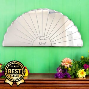Art Deco Acrylic Mirror – Handmade Scalloped Wall Decor, Custom Sizes