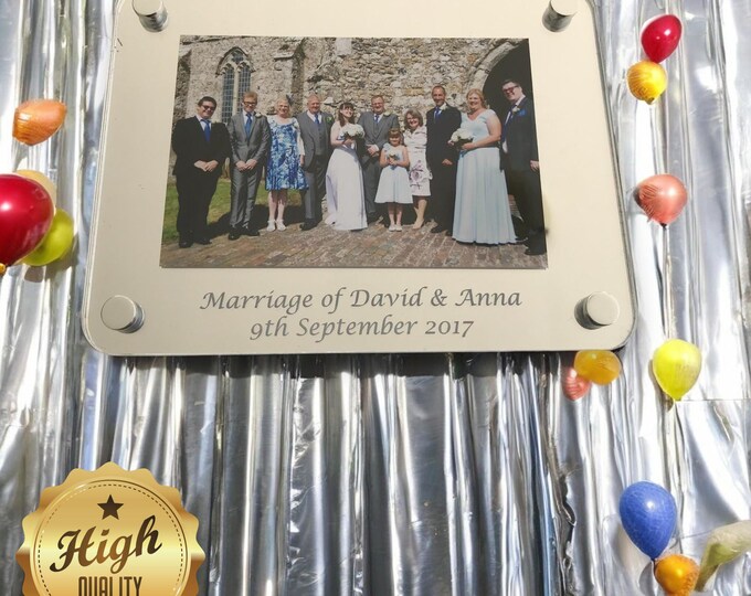 Custom Wall Mounted Picture Frames with Engraving, Colour Options, and Custom Sizes - Reusable and Environmentally Friendly Acrylic Frames