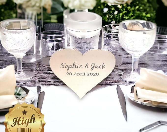 Custom Personalised Wedding Table Names & Favours - Ideal for Parties, Many Colors - Shapes, Engraved Acrylic Place Settings, Bulk Discounts