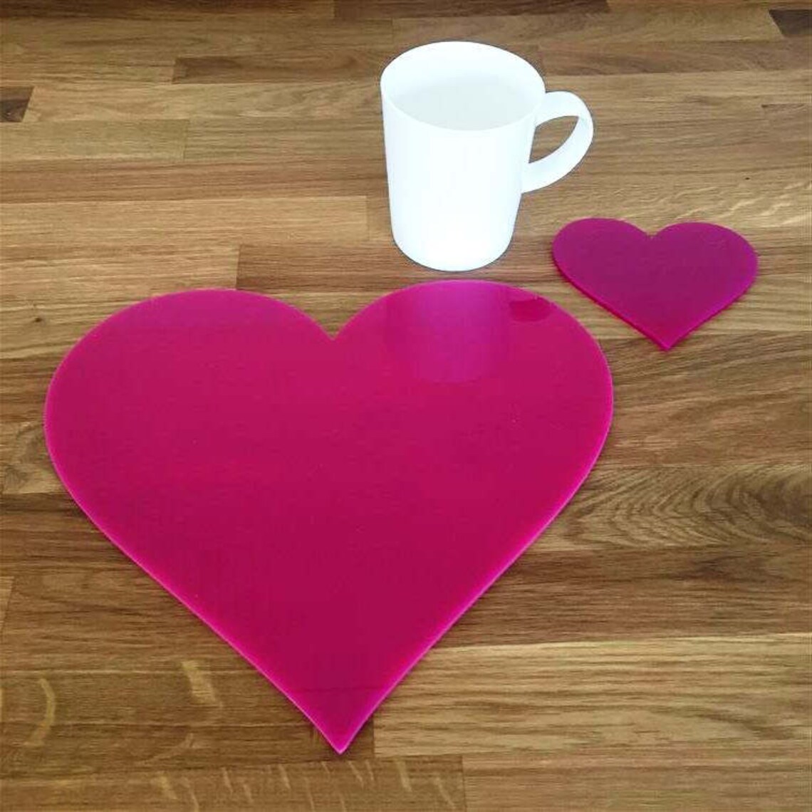 Heart Shaped Placemats or Placemats & Coasters in Pink Gloss Etsy