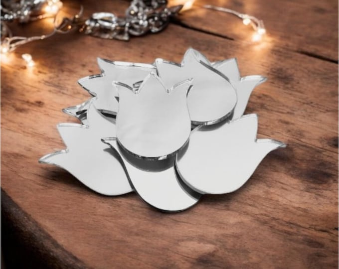 Tulip Shaped Craft Mirrors: Acrylic Embellishments, Custom Colors (Pack of 10)