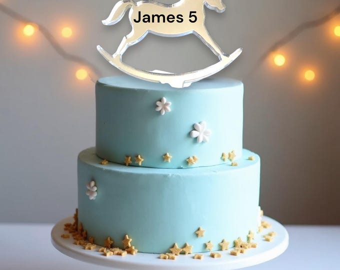 Rocking Horse Cake Topper: Bespoke Acrylic Cake Decoration