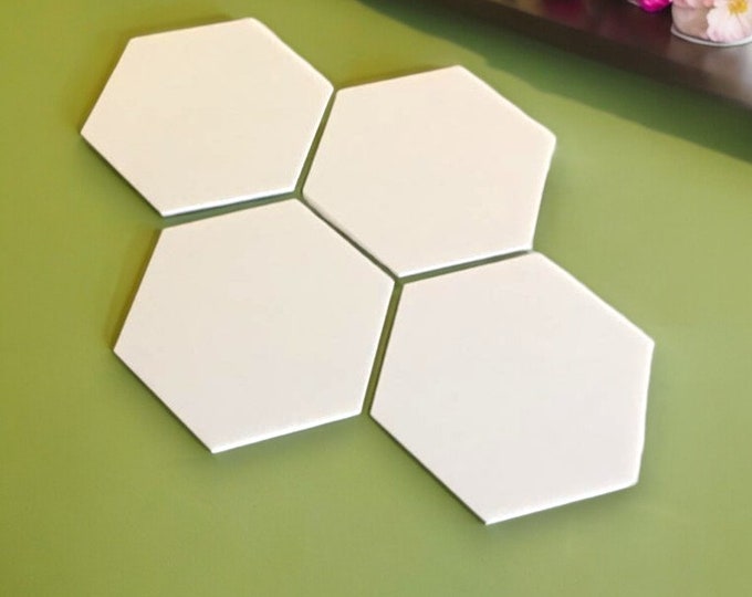 10 x Hexagon Mirrored Crafting Mosaic Wall Tiles, Custom Colours, Woods, Shapes & Sizes