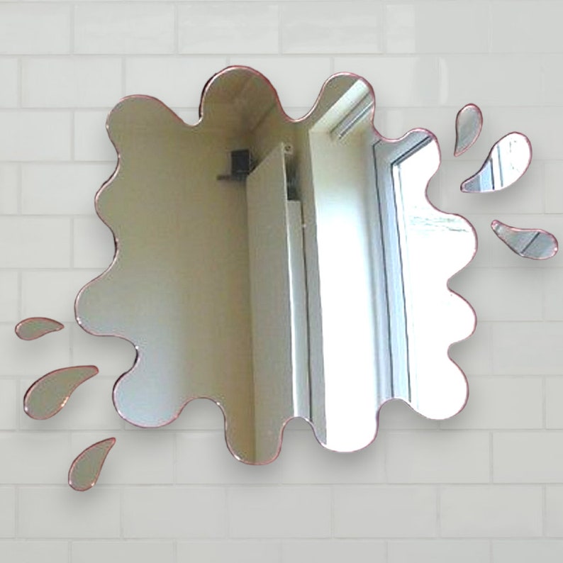 Puddle Shaped Mirrors with Six Splashes Bespoke Sizes and Engraving Options image 3
