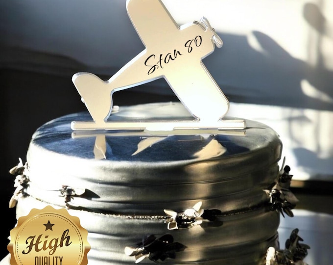 Bi-Plane Shaped Cake Toppers - Custom Colours, Bespoke Style Made, Engraving service