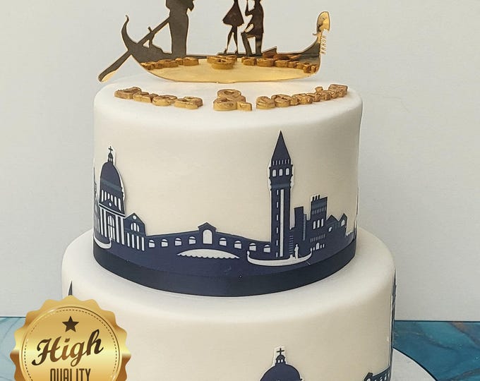 Gondola Engagement/Wedding Shaped Cake Toppers - Several Colour Options Available, Any Bespoke Style Made