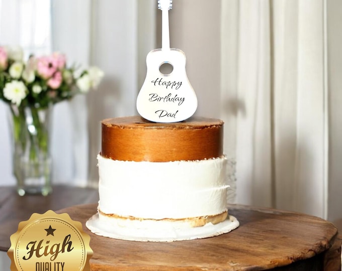 Acoustic Guitar Shaped Cake Toppers - Custom Colours, Sizes, Engravings