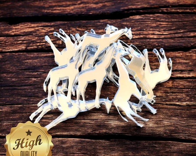 Giraffe Acrylic Crafting Mirrors: Custom Colors, Sizes, Shapes - Pack of 10