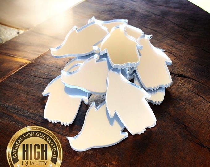 Penguin Shaped Crafting Mirrors, Custom Colours, Woods, Sizes, Shapes, (Holes for Jewellery or hoops for invites) Packs of 10