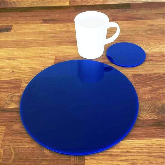 Round Placemats or Placemats & Coasters in Blue Gloss Finish Etsy