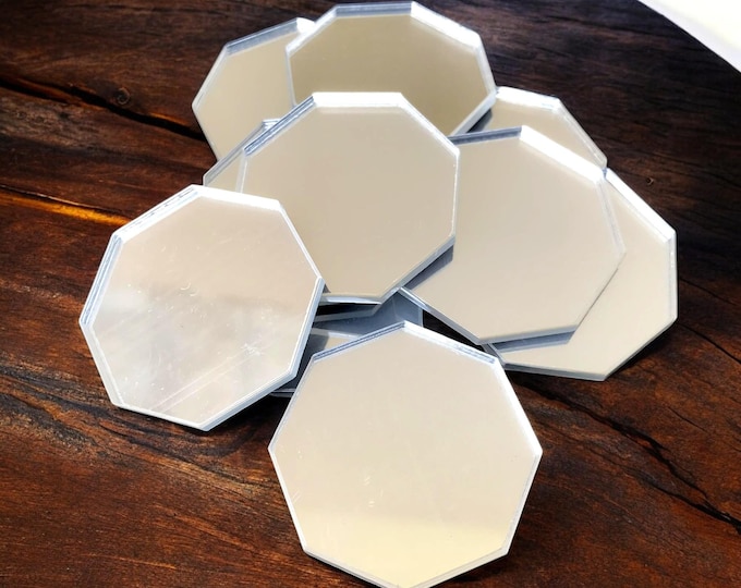Octagon Crafting Mirrors: Acrylic Safety Mirrors, Custom Colors, 10 Pack