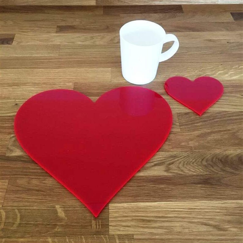 Heart Shaped Placemats or Placemats & Coasters in Red Gloss Etsy