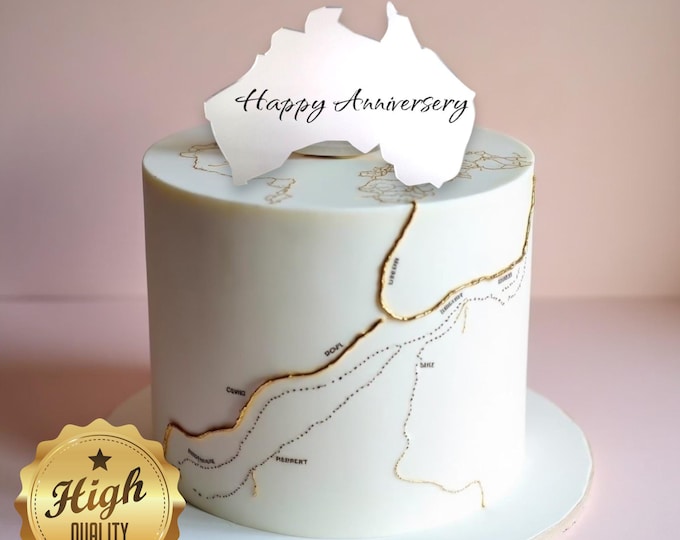 Australia Map Cake Topper: Bespoke Acrylic Cake Decoration