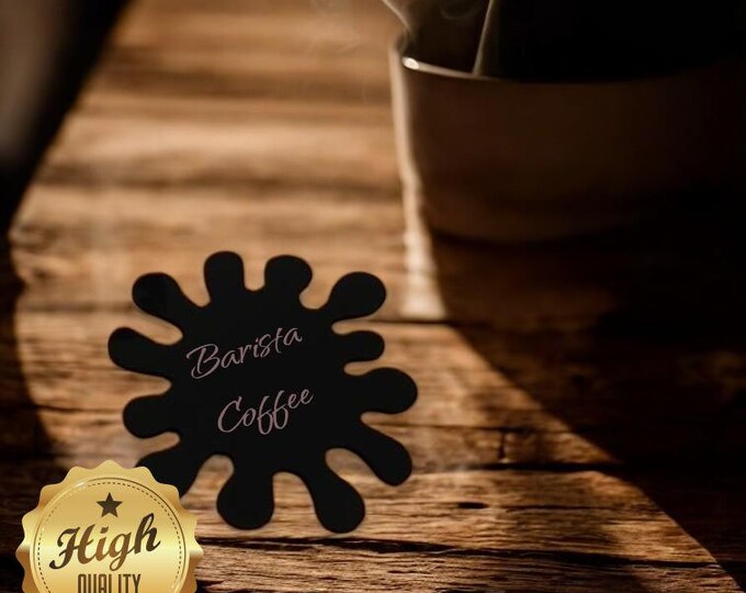 Splash Shaped Coasters, Custom Clear, Matt or Gloss Colours, Sizes, Shapes (Engraving Option)